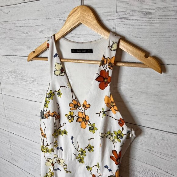 Zara Dress Womens Size Small White Floral Sleeveless Cottagecore Side Zipper - Picture 10 of 16